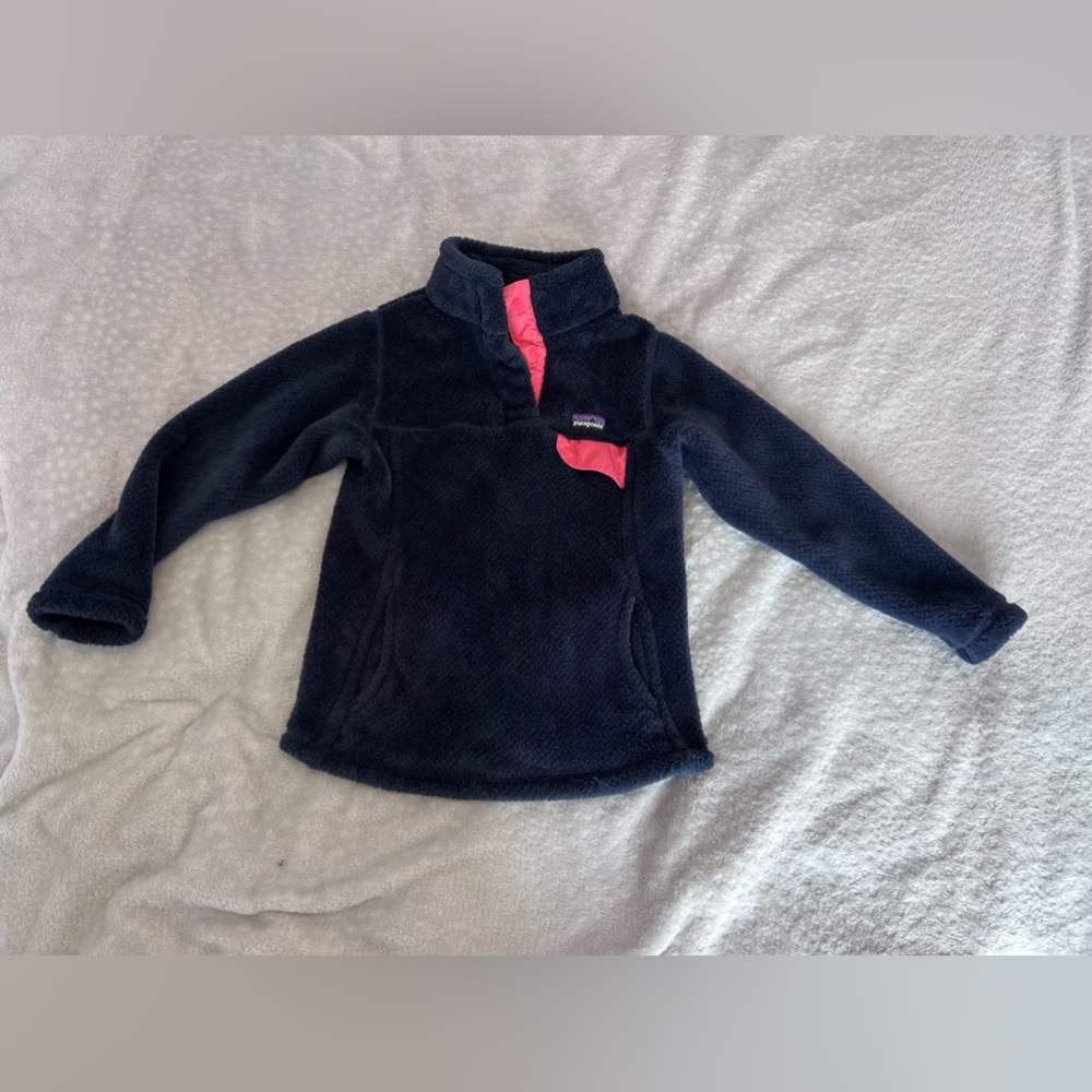 Patagonia Kids' Lightweight Synchilla® Snap-T® Fleece Pullover size5/6 navy
